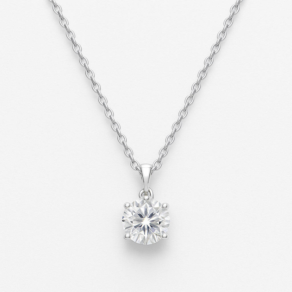 3ct Round Diamond Pendant Necklace
