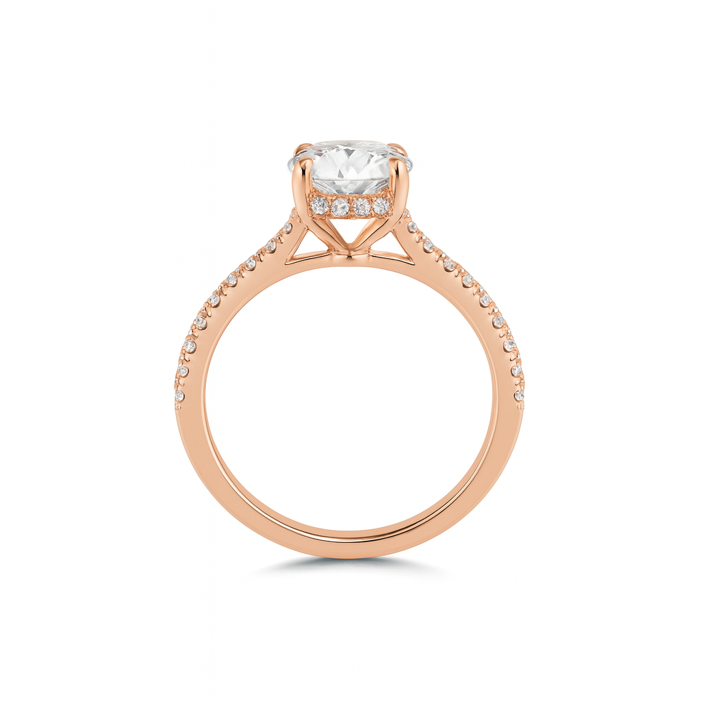 Hidden Halo Pavé Oval | 3ct Diamond Engagement Ring