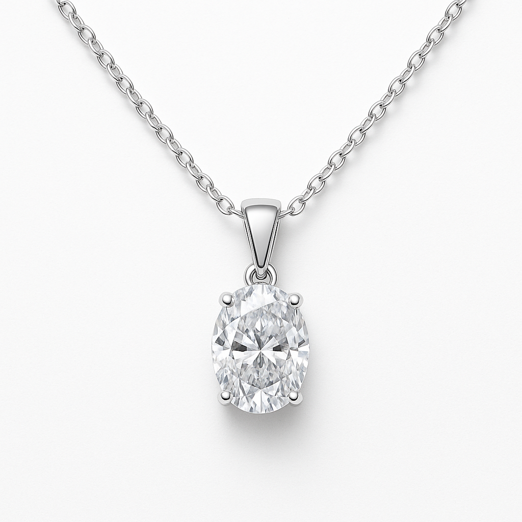 3ct Oval Diamond Pendant Necklace