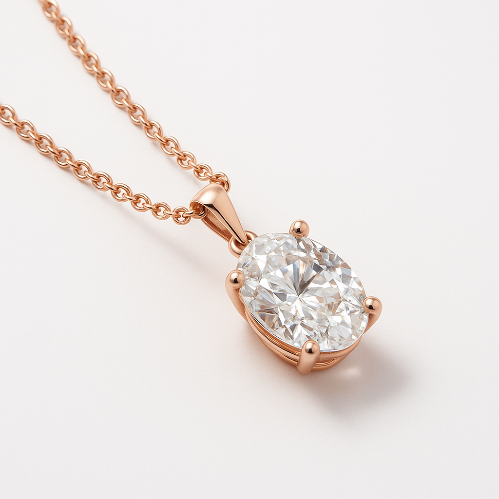 3ct Oval Diamond Pendant Necklace
