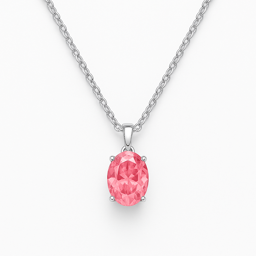 3ct Oval Pink Diamond Pendant Necklace