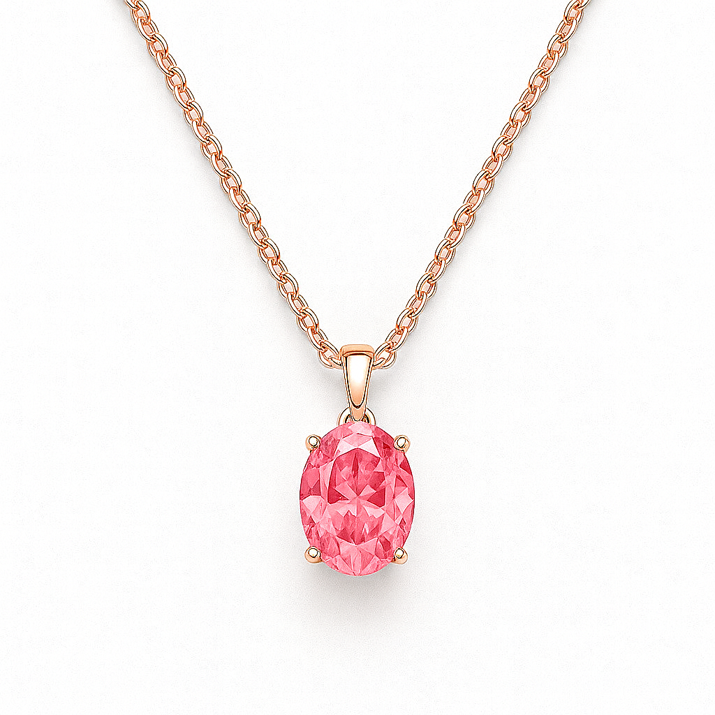 3ct Oval Pink Diamond Pendant Necklace