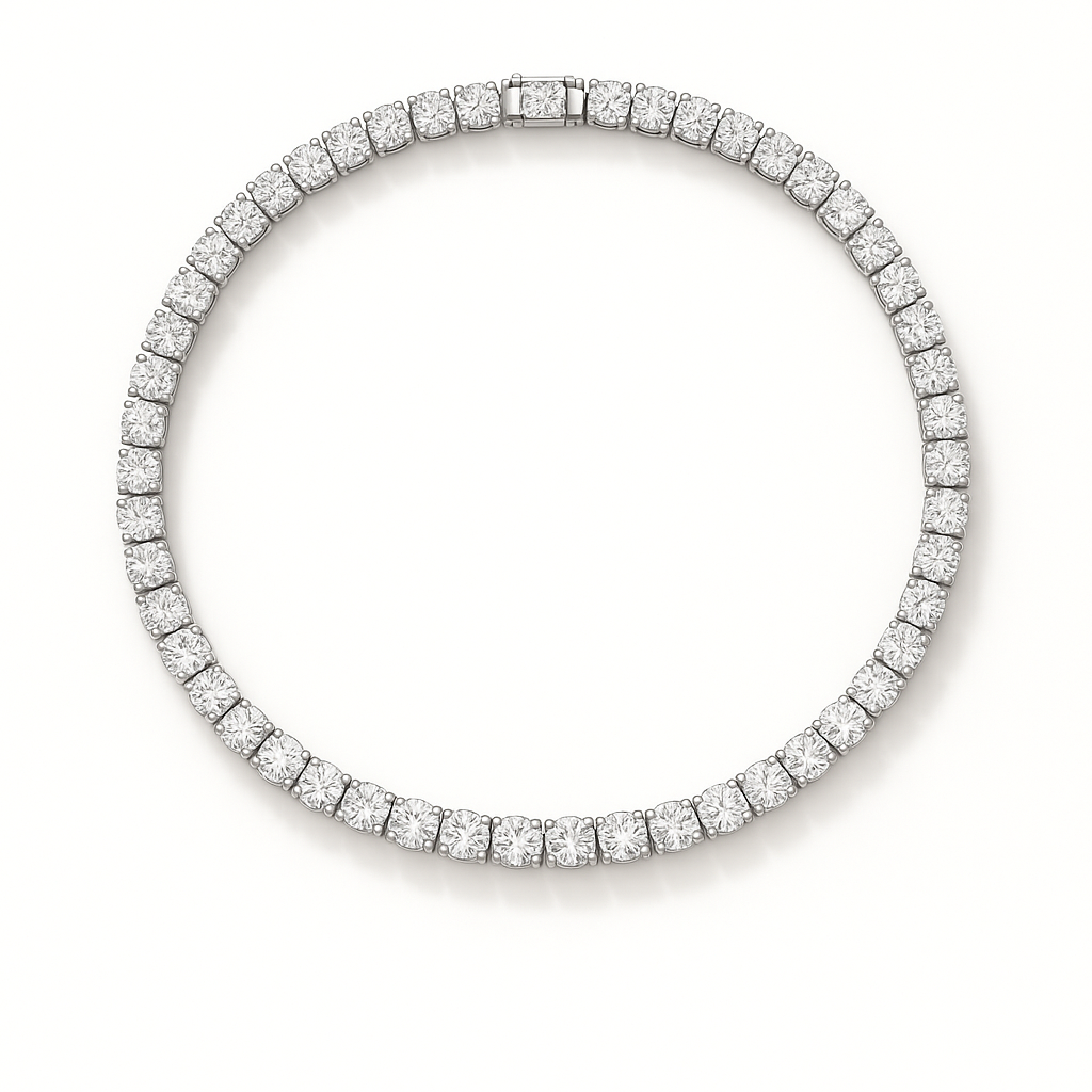 4mm Silver Diamond Tennis Necklace