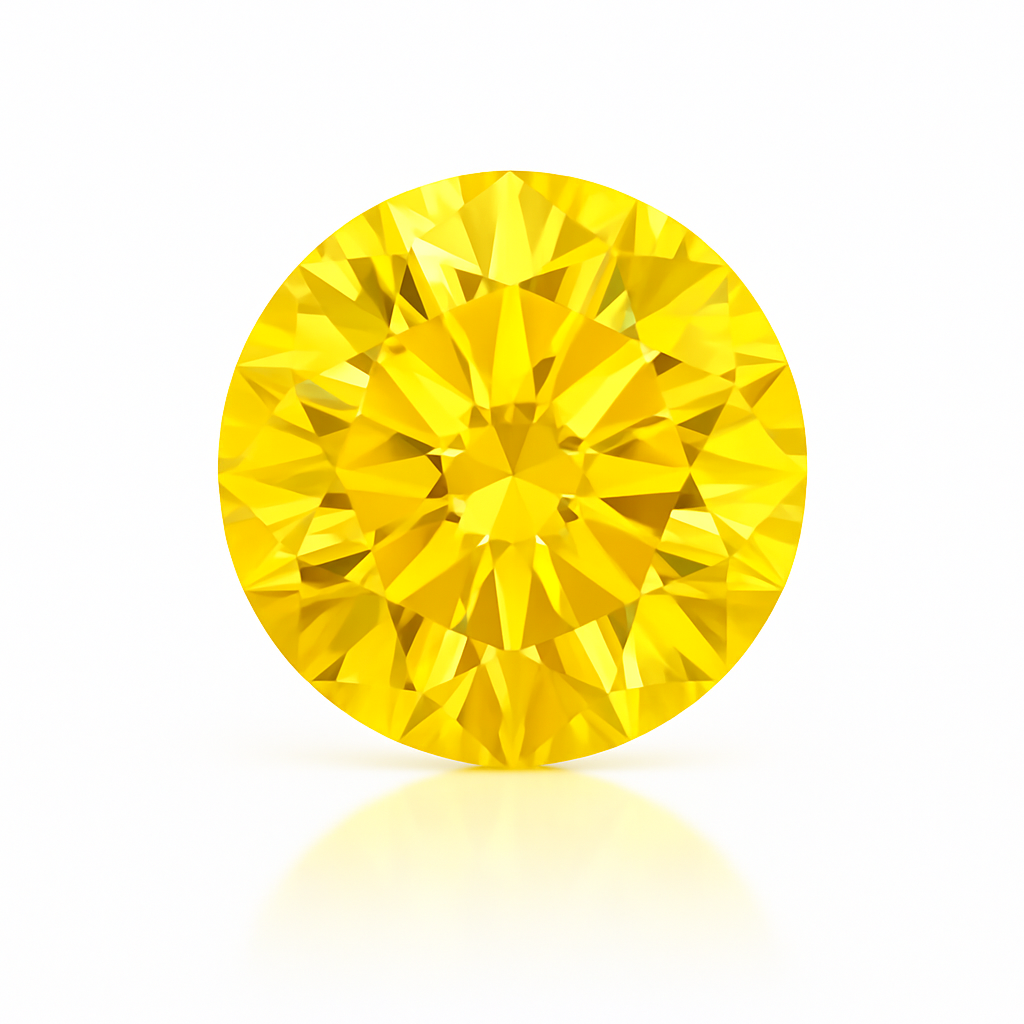 Round yellow diamond on a white background