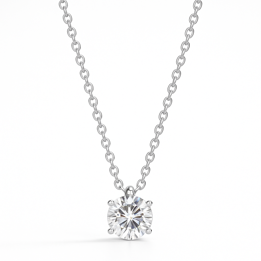 3ct Round Diamond Pendant Necklace
