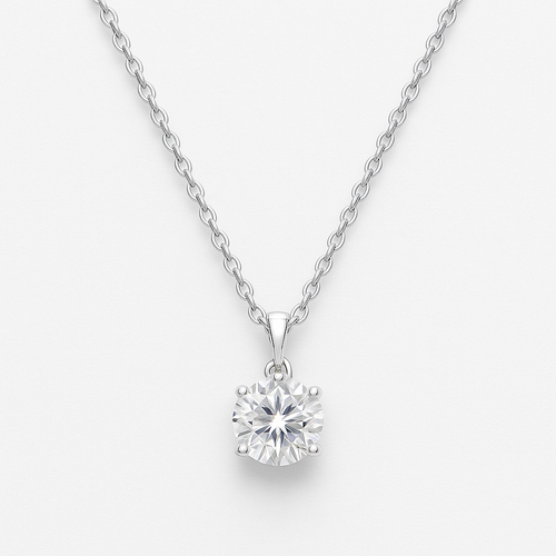 3ct Round Diamond Pendant Necklace