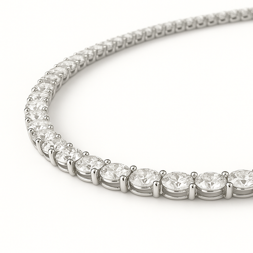 3mm Silver Diamond Tennis Necklace