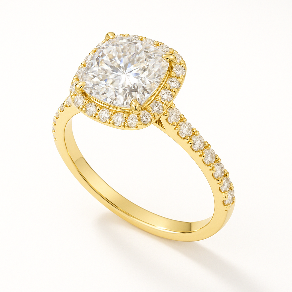 Halo Pavé Cushion | 3ct Diamond Engagement Ring