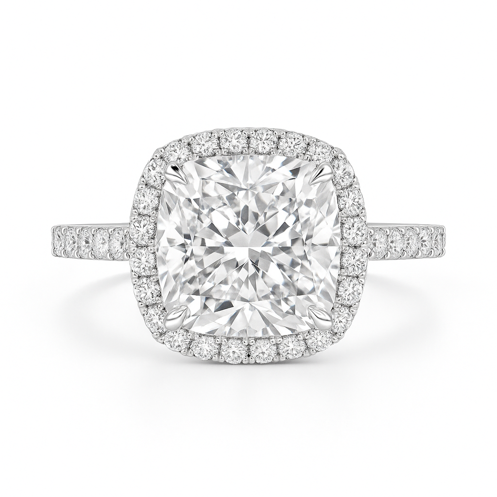 Halo Pavé Cushion | 3ct Diamond Engagement Ring
