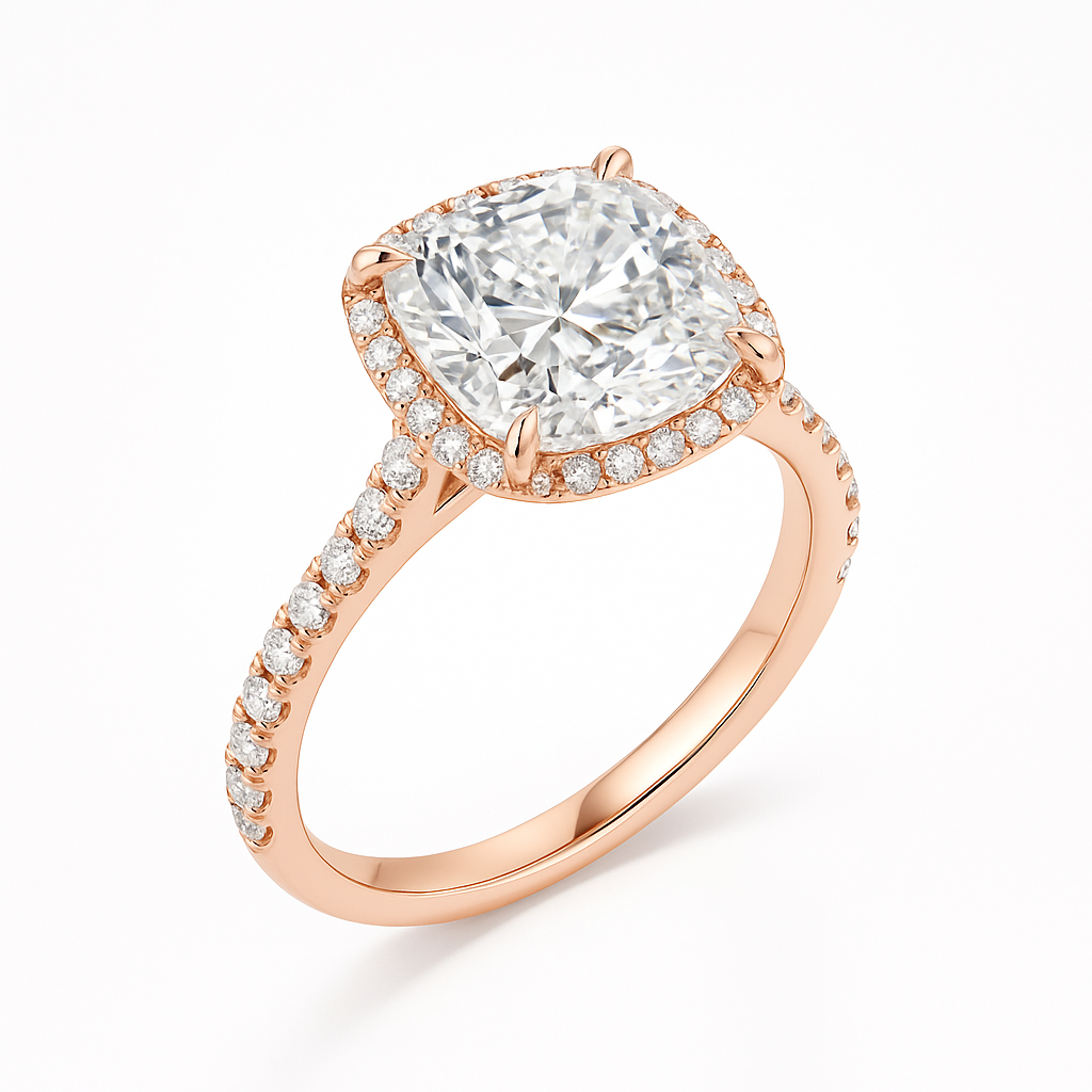 Halo Pavé Cushion | 3ct Diamond Engagement Ring