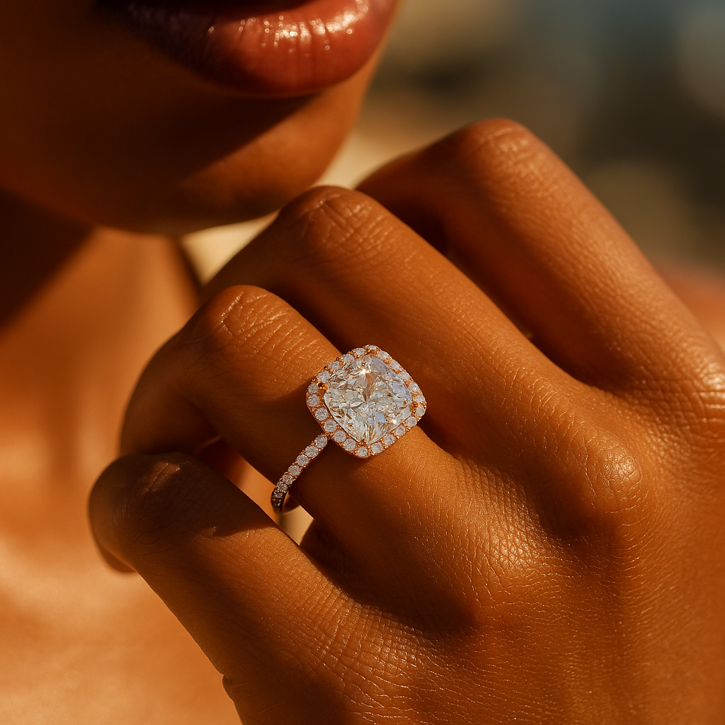 Halo Pavé Cushion | 3ct Diamond Engagement Ring