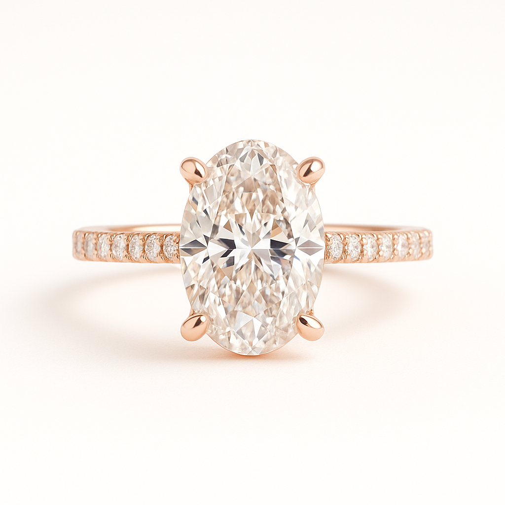 Hidden Halo Pavé Oval | 3ct Diamond Engagement Ring