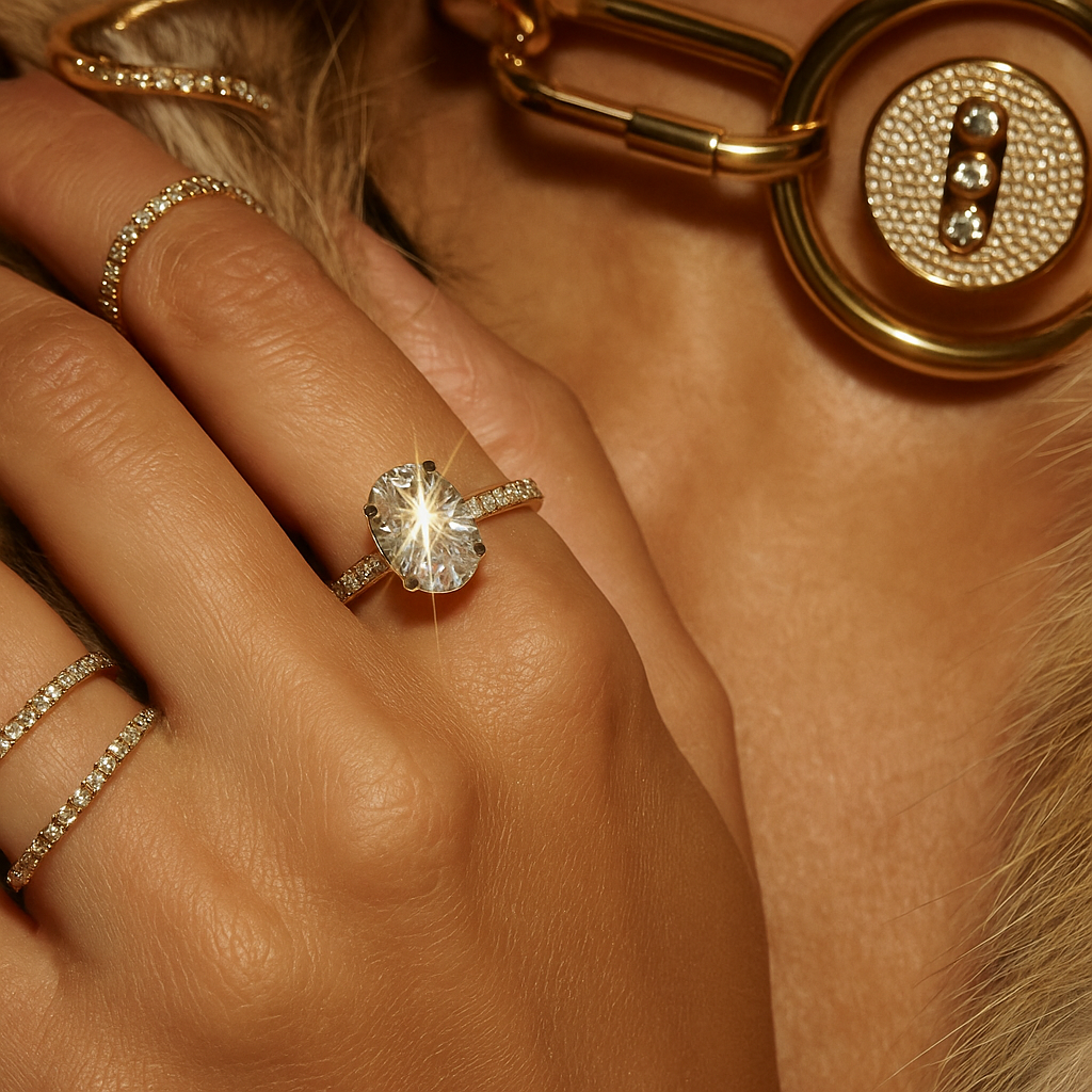 Hidden Halo Pavé Oval | 3ct Diamond Engagement Ring