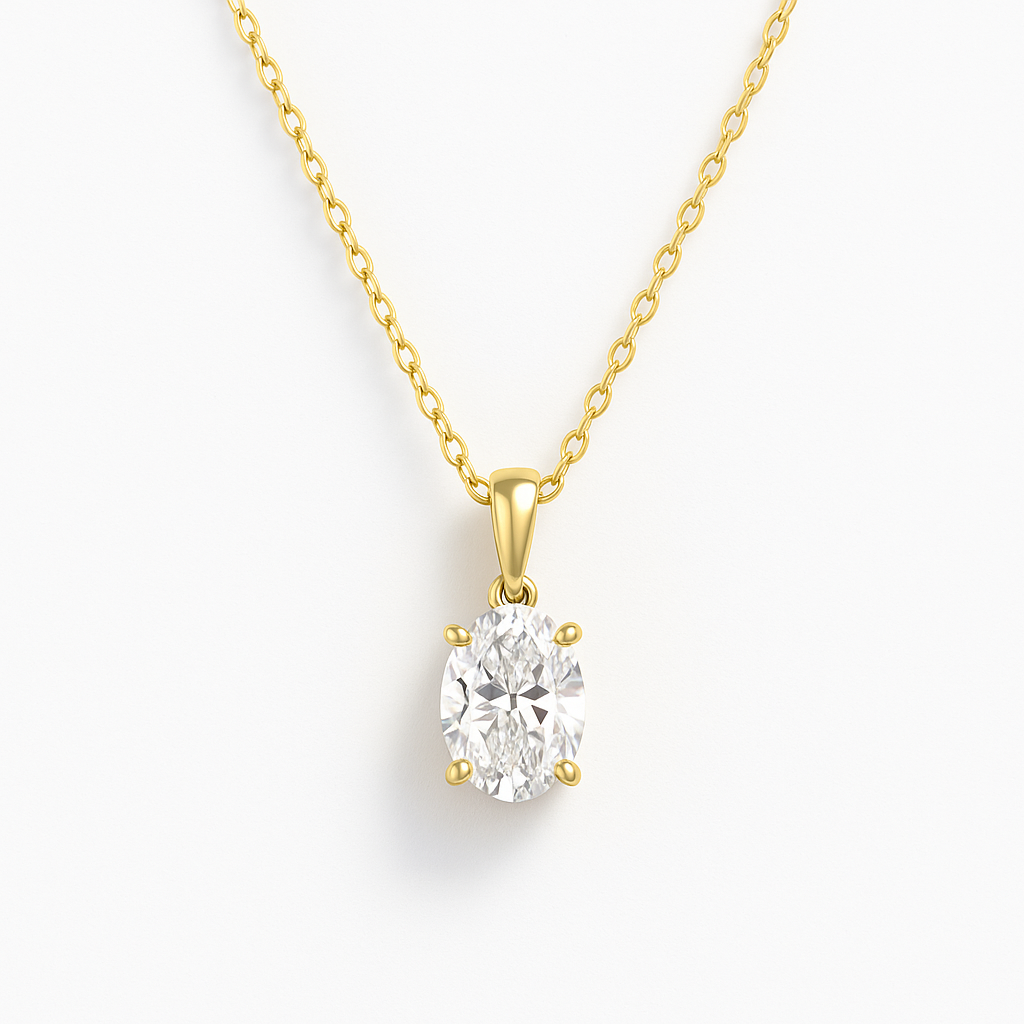 3ct Oval Diamond Pendant Necklace