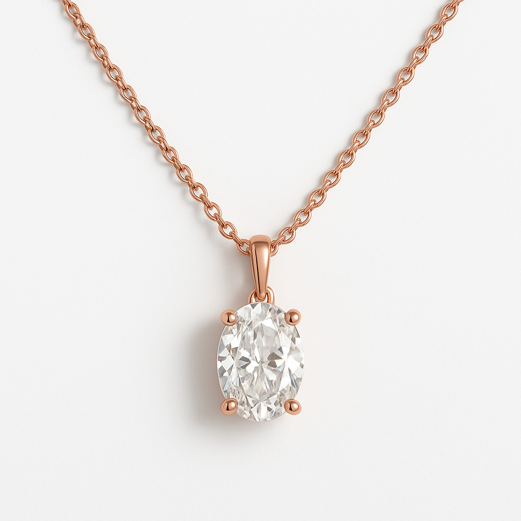 3ct Oval Diamond Pendant Necklace