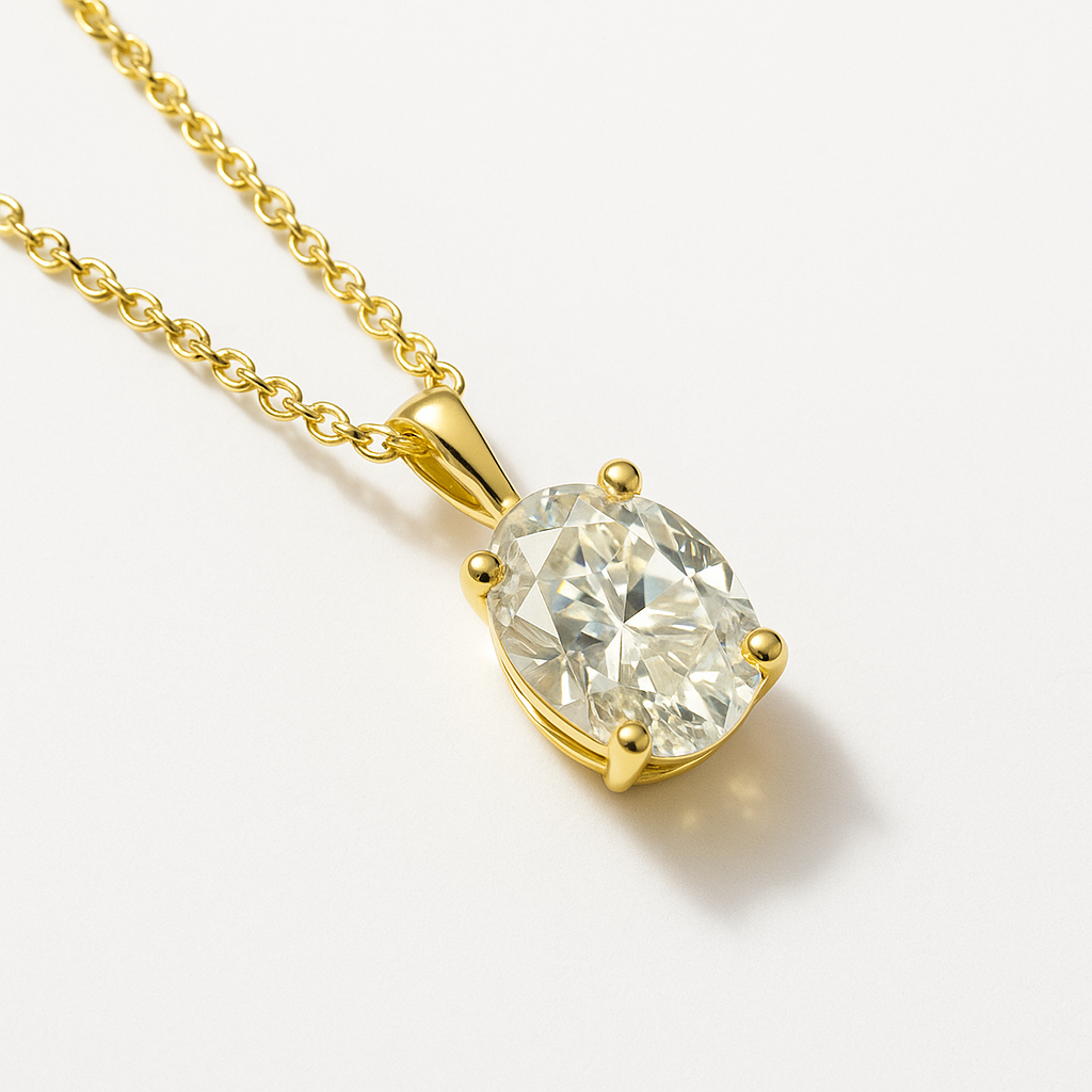 3ct Oval Diamond Pendant Necklace
