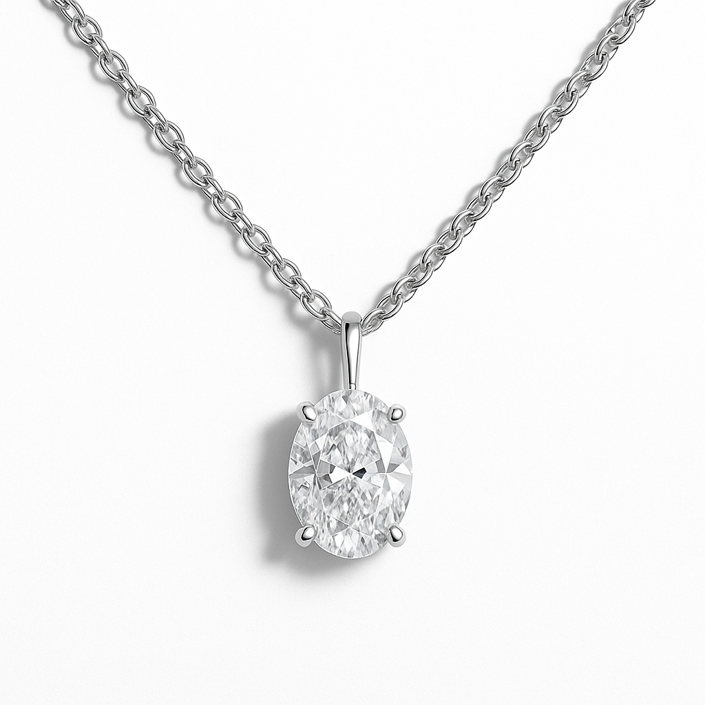 3ct Oval Diamond Pendant Necklace