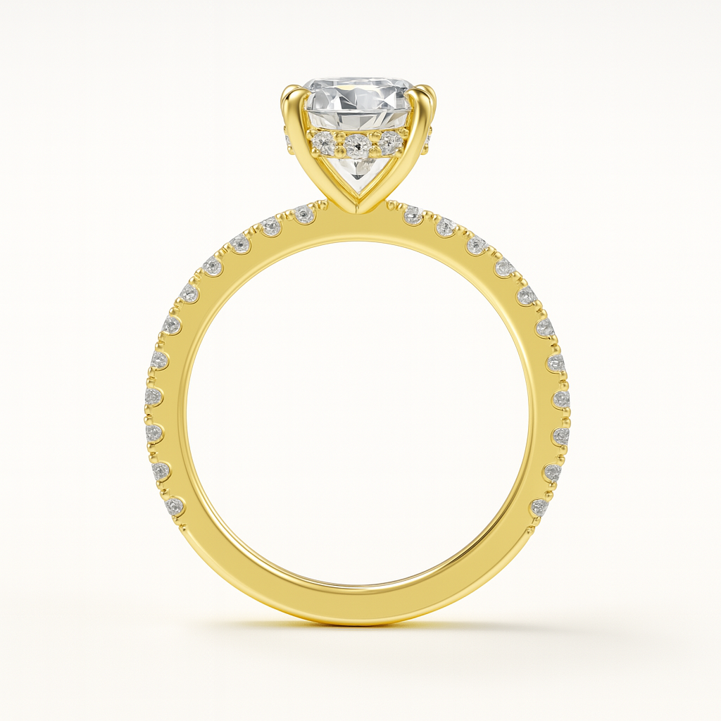 The Whisper Light Pavé – 3ct Oval Lab-Grown Diamond Hidden Halo Pavé Ring
