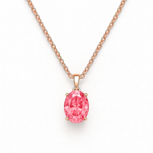 3ct Oval Pink Diamond Pendant Necklace