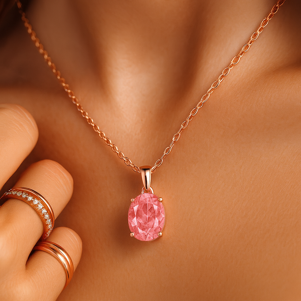 3ct Oval Pink Diamond Pendant Necklace