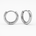 Plain huggie earrings in solid 9ct/18ct White Gold or Platinum by Stacked&Co — handcrafted minimalist hoops made in South Africa.
