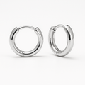 Plain huggie earrings in solid 9ct/18ct White Gold or Platinum by Stacked&Co — handcrafted minimalist hoops made in South Africa.