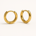 Plain huggie earrings in solid 9ct/18ct Yellow Goldby Stacked&Co — handcrafted minimalist hoops made in South Africa.